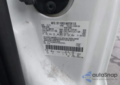 2012 Ford F-250 Xl z USA, uszkodzony, nr VIN 1FT7X2B63CEB24763